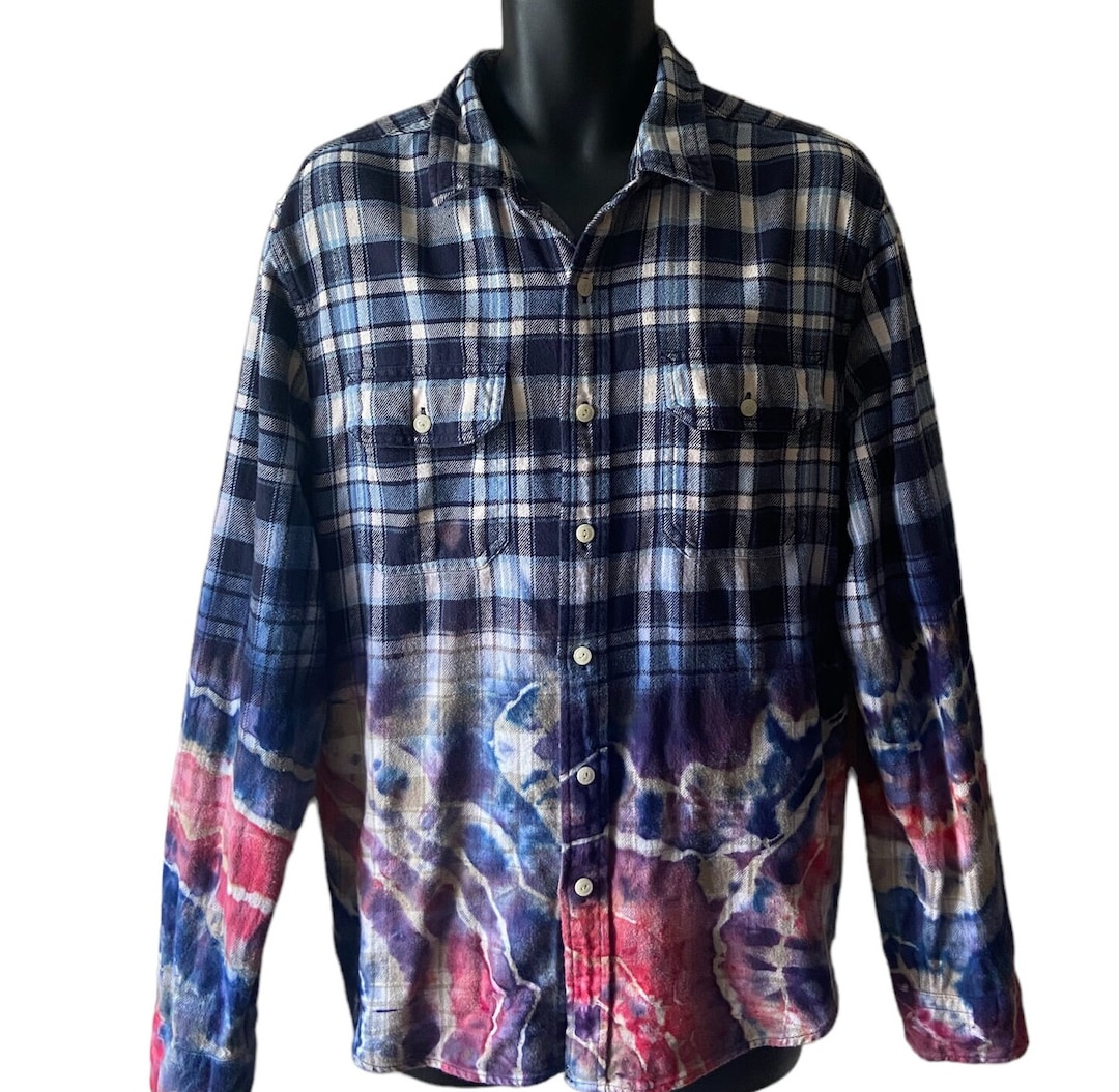 mens red white and blue tie dye shirt