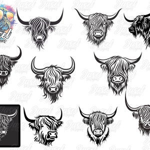 Highland Cow Svg Bundle Cute Cow Png Farm Clipart Cut Svg Files Vector Cutting File Png