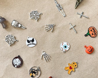 Spooky Loc Jewelry SET, Dreadlock Halloween Charms Bundle, Skeleton and Pumpkin Pendants for Dreads