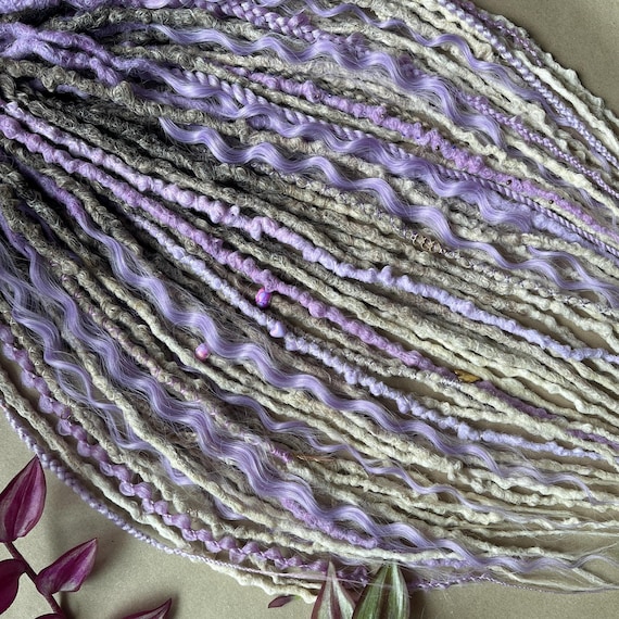 Brown to Blonde Ombre Dreadlock Extensions,  Purple Synthetic Braid In Dreads Single or Double Ended, Lavender dreadlocks
