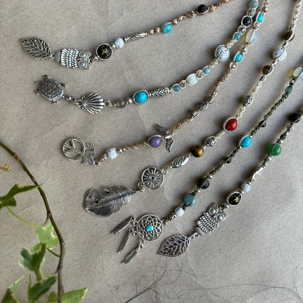 Makramee-Haarwickel, Boho-Haarschmuck, Makramee-Dreadlock-Erweiterungen, Dreadwrap, Dreadlock-Schmuck, Edelstein-Haarwickel, Dreads-Accessoires