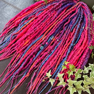 Bright Braid In Dreadlocks, Temporary Crochet Synthetic Dreads Double or Single Ended, Hot Pink and Blue Festival Faux Loc Extensions