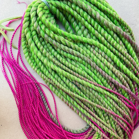 Synthetic Twisted Braids UV Reactive, Braid In Senegalese Twists Single or Double Ended for Rave, Festival Hair, Burning Man Dreads