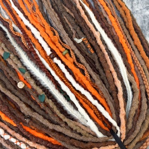 Halloween Crochet Dreadlocks Double Ended, Pumpkin Brown Synthetic Dreads DE or SE, Full Set Fake Dreads for Autumn, Fall Braid In Faux Locs