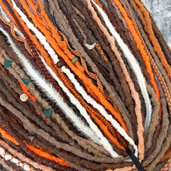 Halloween Crochet Dreadlocks Double Ended, Pumpkin Brown Synthetic Dreads DE or SE, Full Set Fake Dreads for Autumn, Fall Braid In Faux Locs