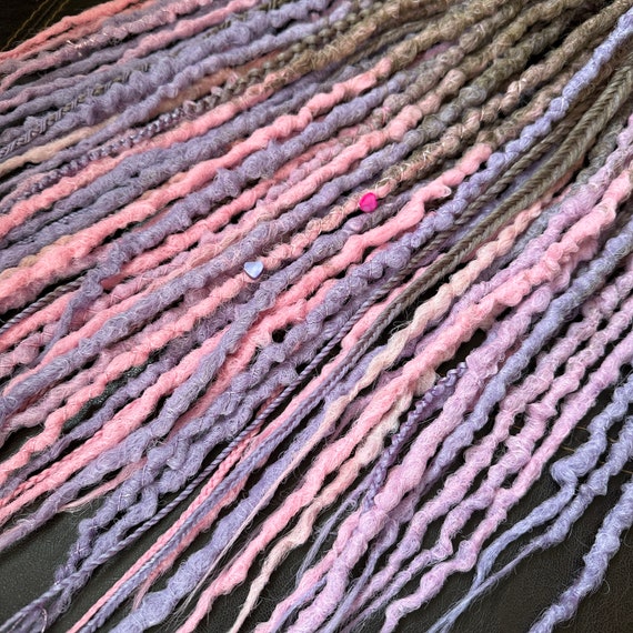 Natural dreadlocks, Ombre dreads, Pink double ended dreads, Textured dreads, Synthetic hair, Runnig man outfit, Pink Lavender Festival hair