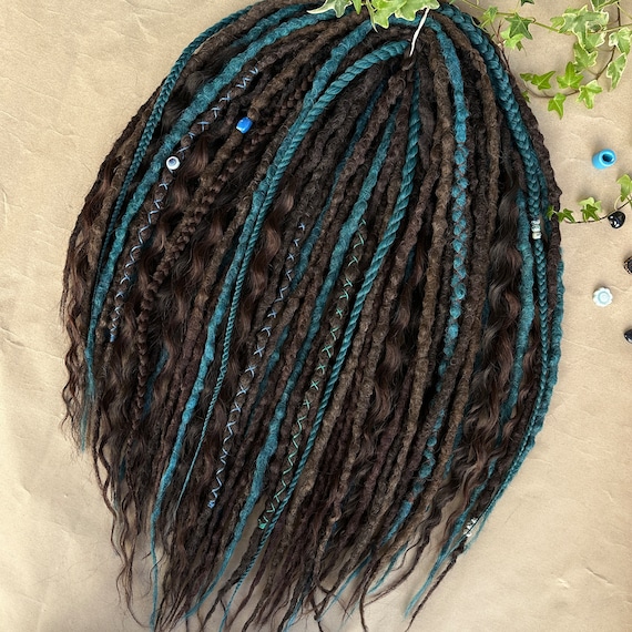 Dark brown dreadlocks, Mix dreadlocks set, Curly dreadlocks, Natural looking dreads, Brown hair extensions, Bohemian dreadlocks