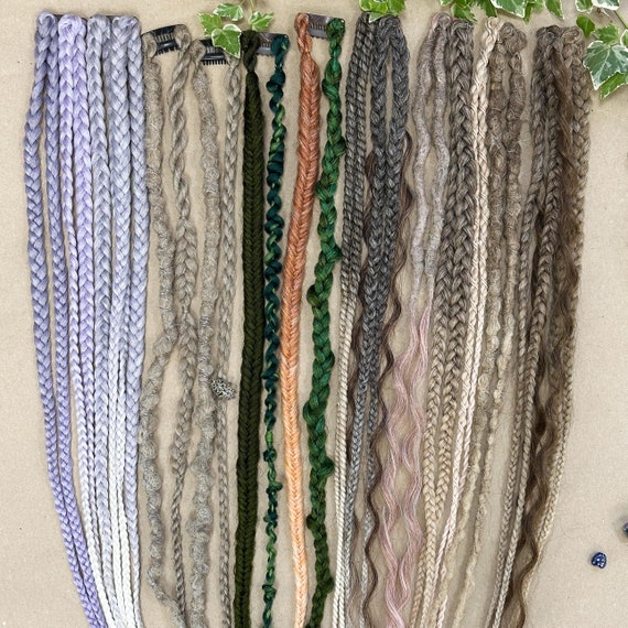 Clip-In dreads and braids extensions, Temporary Synthetic Dreads on Hair Clips clip, Fake Plaits and Locs