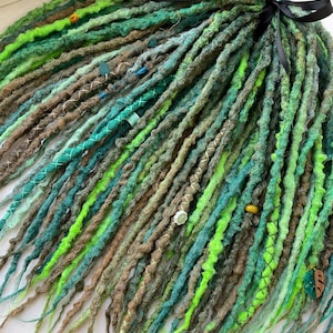 Braid In Synthetic Dreads Double or Single Ended, Emerald Green Crochet Dreadlocks for Forest Witch Cosplay, Custom Handmade Faux Locs
