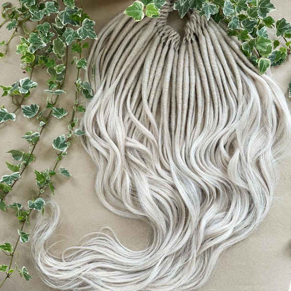 Blonde Braid In Dreads with Loose Ends, Platinum Synthetic Dreadlocks Double or Single Ended, Long Soft White Faux Locs DPWH