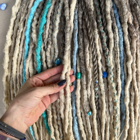 Boho Chic Mint Ombre Dreads , Ombre dreadlocks, Trendy Mint Dreads, Natural Brown to Blond Locks, DE SE Synthetic Hair Extensions