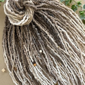 Ombre Dreadlocks, Brown to Blond, Synthetic Hair Extensions, Natural dreadlocks, Beige and White Locks