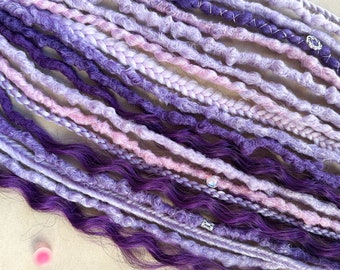Extensões de dreadlocks sintéticos roxos, tranças de crochê lavanda DE/SE