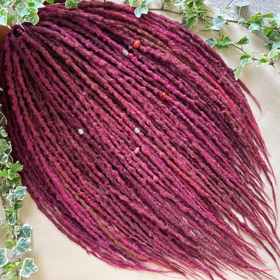 Burgundy Synthetic Dreads Double or Single Ended, Wine Red Custom Braid In Dreadlocks