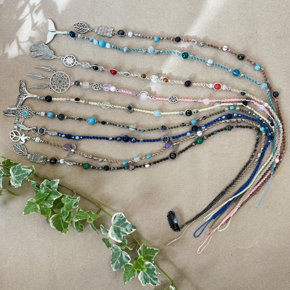 Boho Hair Wrap for Dreads and Braids, Handmade Macrame Loc Jewelry, Hippie Dreadlock Accessories