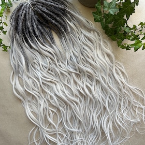 Soft White Dreadlocks with Platinum Blonde Braid, Wavy dreadlocks,Brown to blond dreads, Long Platinum Blonde Synthetic Dreads,Ready to ship