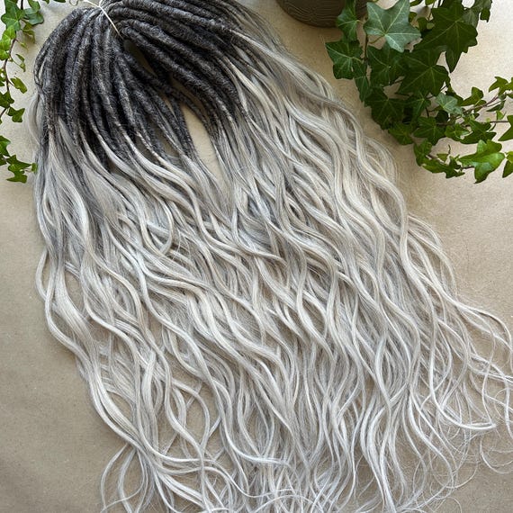 Soft White Dreadlocks with Platinum Blonde Braid, Wavy dreadlocks,Brown to blond dreads, Long Platinum Blonde Synthetic Dreads,Ready to ship