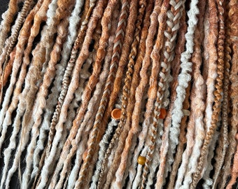 Dreadlocks ruivos, dreads laranja, extensões sintéticas castanho-avermelhadas, dreads postiços acobreados, tranças Foxy