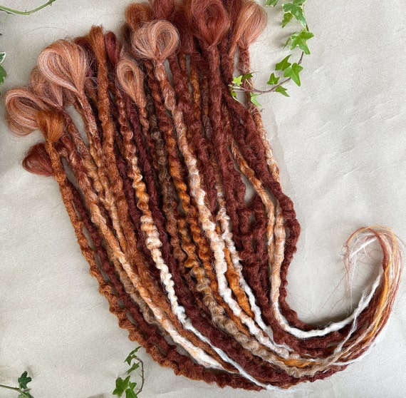 Ginger Synthetic Crochet Extensions for Natural Locks, Single Ended Auburn Faux Locs, Copper SE Natural Dreadlock Extensions