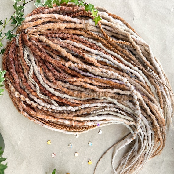 Synthetic Braid In Dreads DE or SE, Natural Look Ginger Viking Dreadlocks, Light Copper Crochet Fake Locks