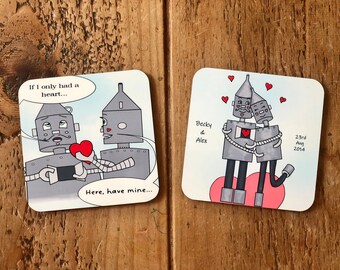 Personalised Tin Couple Coaster Set – 10 Year Anniversary Gift - tin anniversary gift