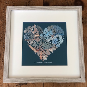 Personalised Coral Heart Print – 35th Anniversary Gift, coral anniversary gift, Beach/sea wedding gift