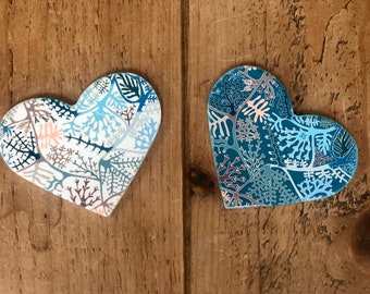 Personalised Coral Heart Ceramic Coasters - coral anniversary gift, 35th wedding anniversary gift, Beach Wedding gift