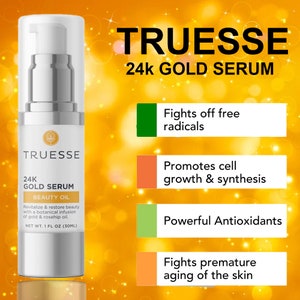 Truesse Ayurvedic 24K GOLD SERUM - Unveils Smoother, Brighter, Silkier Skin Anti-Aging Serum - Face Serum for Women image 3