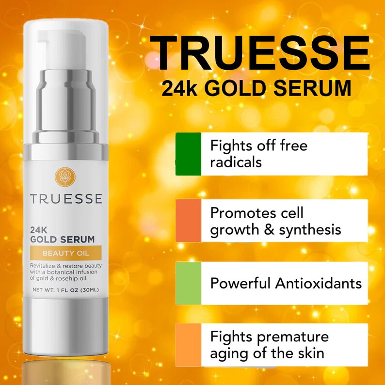 Truesse Ayurvedic 24K GOLD SERUM - Unveils Smoother, Brighter, Silkier Skin Anti-Aging Serum - Face Serum for Women image 3