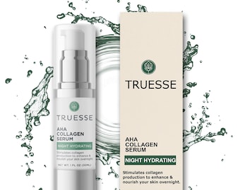 Truesse Ayurvedic AHA COLLAGEN SERUM for Face - Collagen Peptide Anti-Aging Serum - Formulated for Night time Skin Repair and Hydration