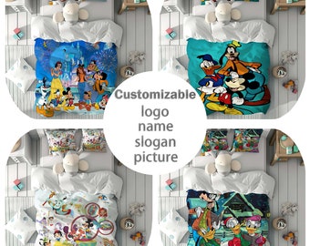 Personalized Name Goofy Duvet Cover Set Children Room Quilt cover Bedding Set Pillowcase Home Decor Comfortable Gift for Friends.