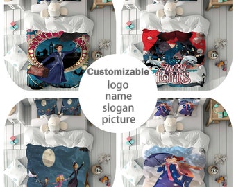 Personalized Name Mary Poppins Duvet Cover Set Children Room Quilt cover Bedding Set Pillowcase Home Decor Comfortable Gift for Friends.