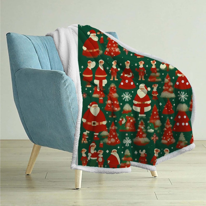 Handmade Blanket Christmas Tree Santa Claus Custom Name Etsy