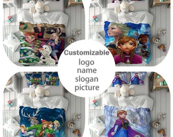 Personalized Name Frozen Duvet Cover Set Children Room Quilt cover Bedding Set Pillowcase Home Decor Comfortable Gift for Friends.