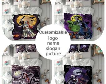 Personalized Name Corpse Bride Duvet Cover Set Children Room Quilt cover Bedding Set Pillowcase Home Decor Comfortable Gift for Friends.