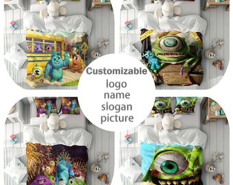 Personalized Name Mike Wazowski Duvet Cover Set Children Room Quilt cover Bedding Set Pillowcase Home Decor Comfortable Gift for Friends.