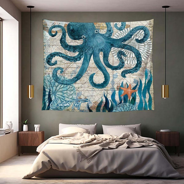 Gift Custom Text Octopus Tapestries Wall Decoration Custom Backdrop Birthday Tapestry  Personalize Wedding Tapestry Party Tapestry.