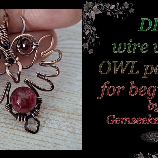 Printable sketch for my free wire wrapping tutorial on YouTube, Sketch for wire wrap OWL pendant, jewelry design DIY jewellery