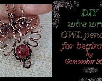 Printable sketch for my free wire wrapping tutorial on YouTube, Sketch for wire wrap OWL pendant, jewelry design DIY jewellery