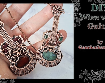 Printable sketch for my free wire wrapping tutorial on YouTube, DIY wire wrap Guitar pendant, jewelry design
