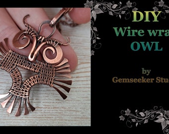 Printable sketch for my free wire wrapping tutorial on YouTube, DIY wire wrap OWL pendant, jewelry design