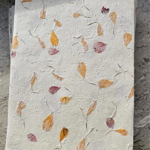 A4 Handmade Lokta Paper with Marigold & Cornflower Petals | Eco-Friendly Nepalese Paper for Printing, Crafting  Journaling