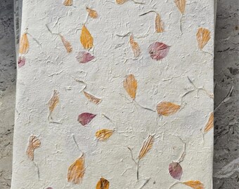 A4 Handmade Lokta Paper with Marigold & Cornflower Petals | Eco-Friendly Nepalese Paper for Printing, Crafting  Journaling