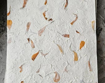 A4 Handmade Lokta Paper Sheets | Marigold Petal Infused | Eco-Friendly Nepali Paper for Printing, Crafting & Stationery