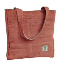 Hemp tote bag | Shopping & Picnic Bag | Handbag | Shopper | City tote | Hemp and Cotton Shoulder bag | Red and Natural | Handmade in Nepal