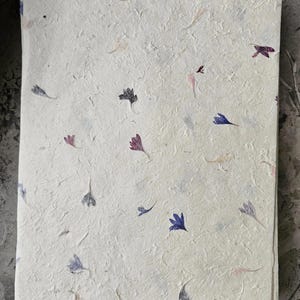 A4 Lokta Handmade Paper with Blue Cornflower Petals | Eco-Friendly Nepalese Paper for Printing, Crafting & Stationery