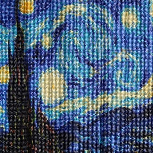 Van Gogh 2 Sternennacht Gerahmt Fertiggestelltes Diamant Gemälde - 40x50cm