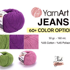 YarnArt Jeans Yarn 50gr, Doll Amigurumi Yarn, Soft Knitting Baby Yarn, Soft Cotton Yarn, Summer Yarn, Baby Yarn, Crochet Yarn imagen 1
