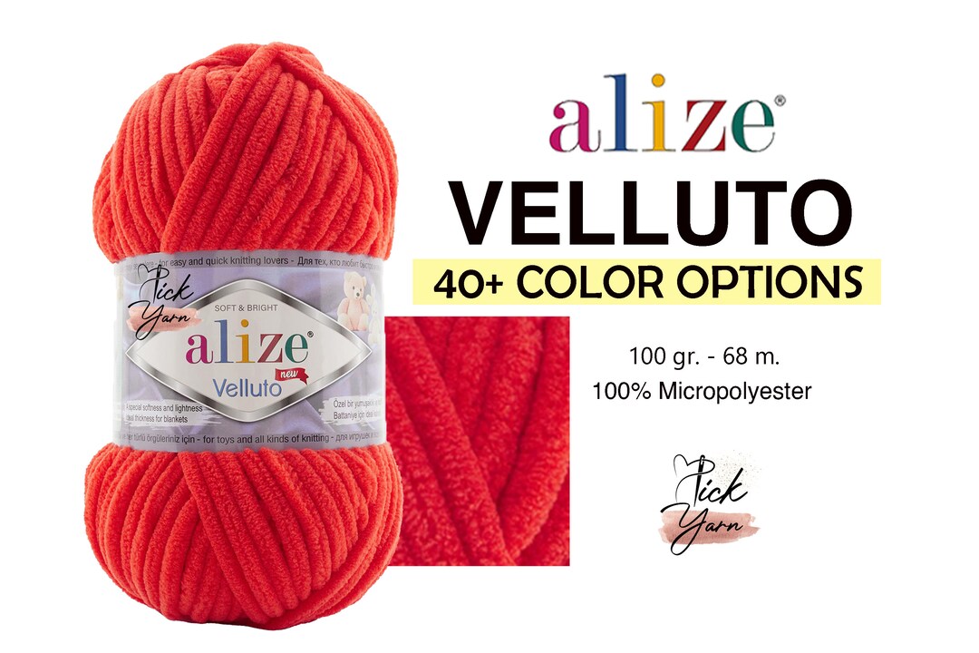 Alize Velluto Yarn, 40 Color Options Micro Polyester Alize Yarn, Velvet