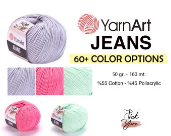 Yarnart Jeans Yarn, Yarnart Jeans 50gr Soft Yarn, Crochet Knitting Yarn, Needlepoint Yarn, Doll Making Yarn, Sport Yarn, Cotton Yarn